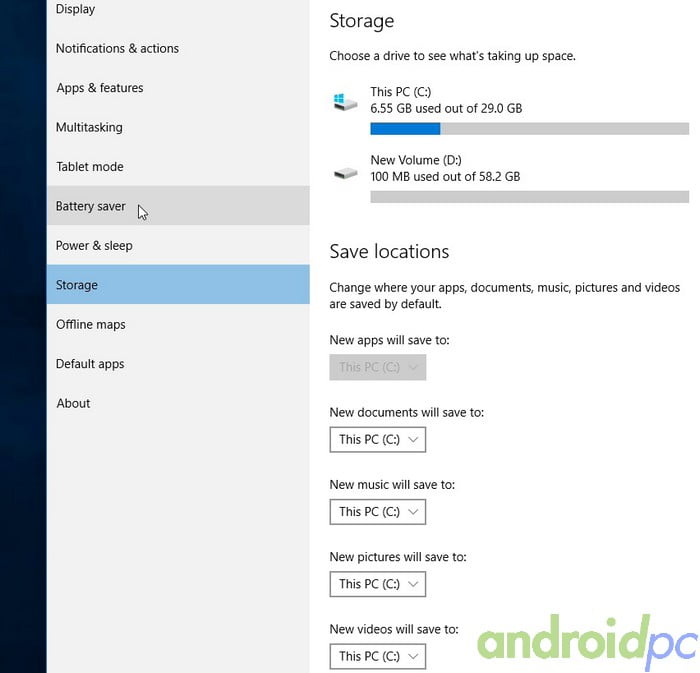 Voyo V2 win10 Storage