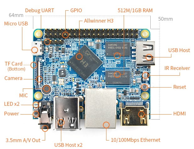 NanoPi-M2 Allwinner H3 PCB ARM