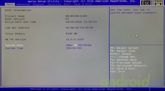 Gigabyte brix s core i3-6100U review bios2