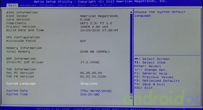 mele pcg02u test bios01