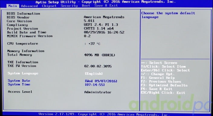 minix neo z83-4 test bios n02