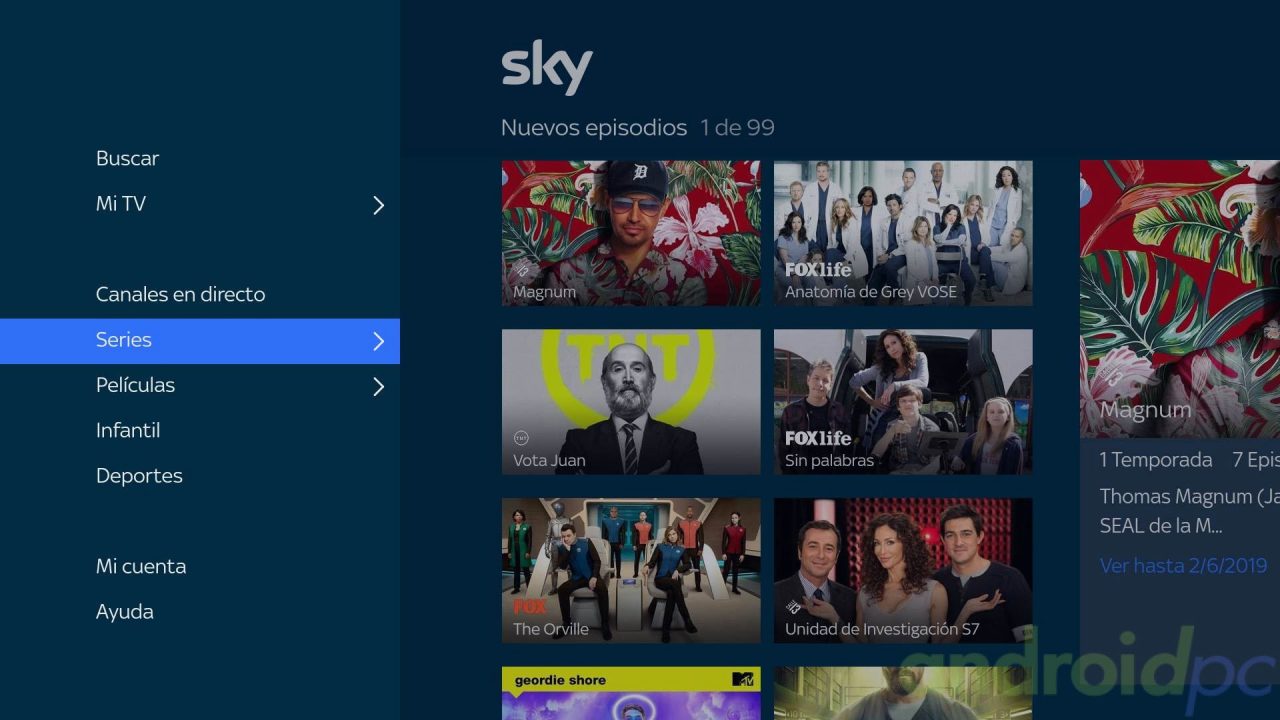 Disponible el APP para ver SKY en Android TV o Fire OS