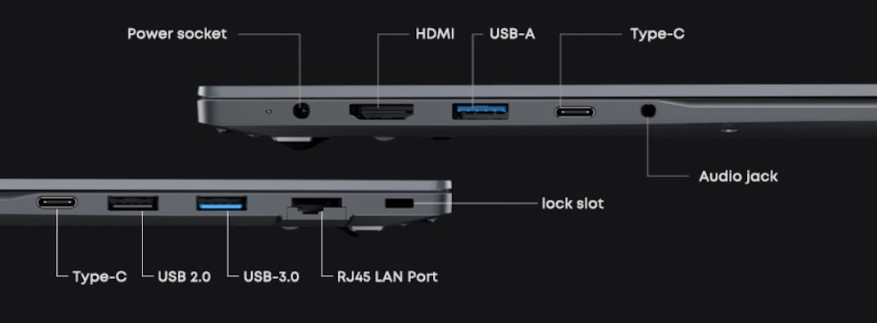 Chuwi GeminiBook Pro laptop ports Chuwi GeminiBook Pro laptop ports