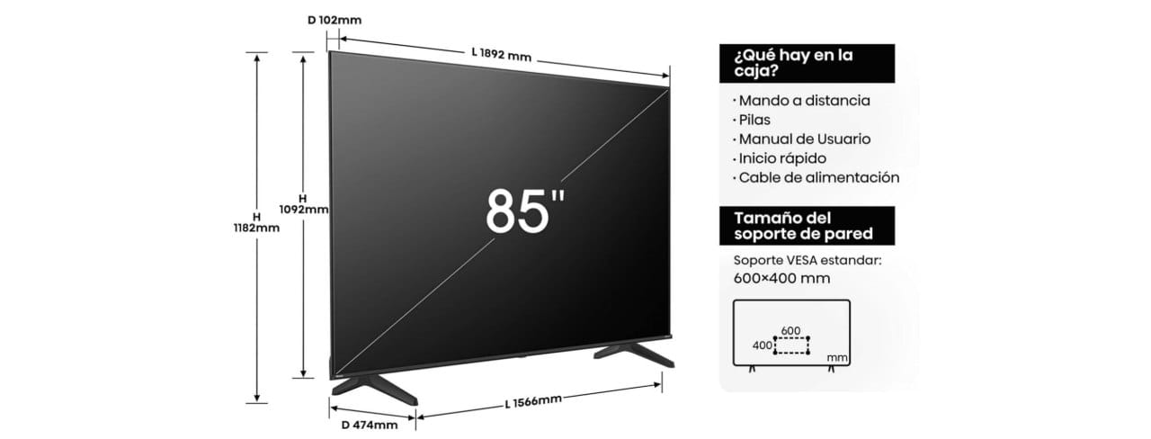 Hisense 85A6N specs