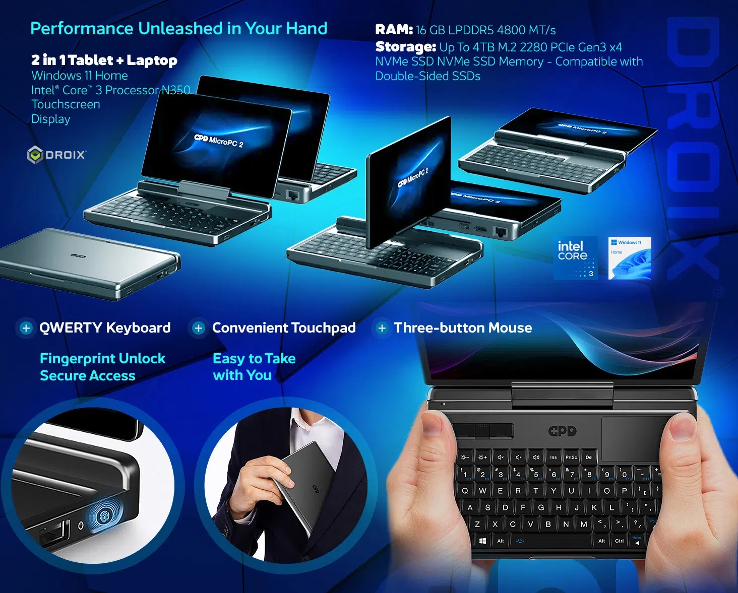 GPD MicroPC 2 Intel N350 Specs